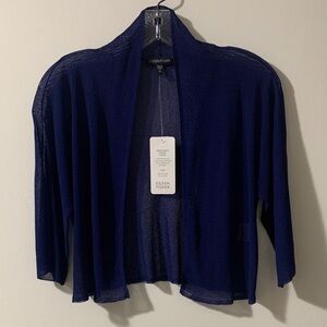 Eileen Fisher Women's Deep Blue Open-Front Bolero Style Shrug